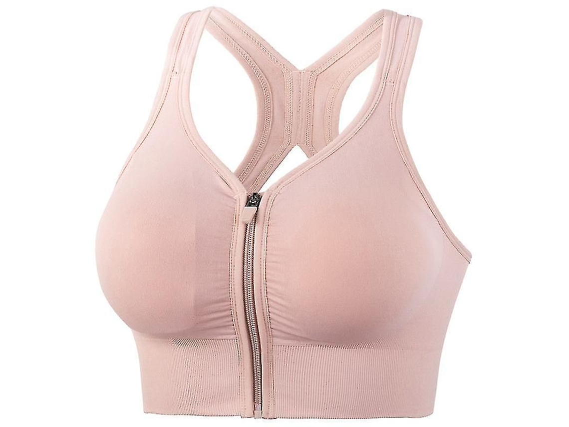 Top com Zíper Frontal, Bojo Removível e Elástico Ideal para Academia, Yoga e Atividades Diárias Rosa