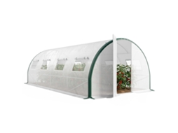 Estufa De Jardim Em Túnel 18m² Com Portas E 8 Janelas, Lona Pe 140g/m² 600x300x200cm Branca