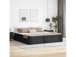 Vidaxl Cama Com Arrumação E Colchão 2 Unid. Preto Couro