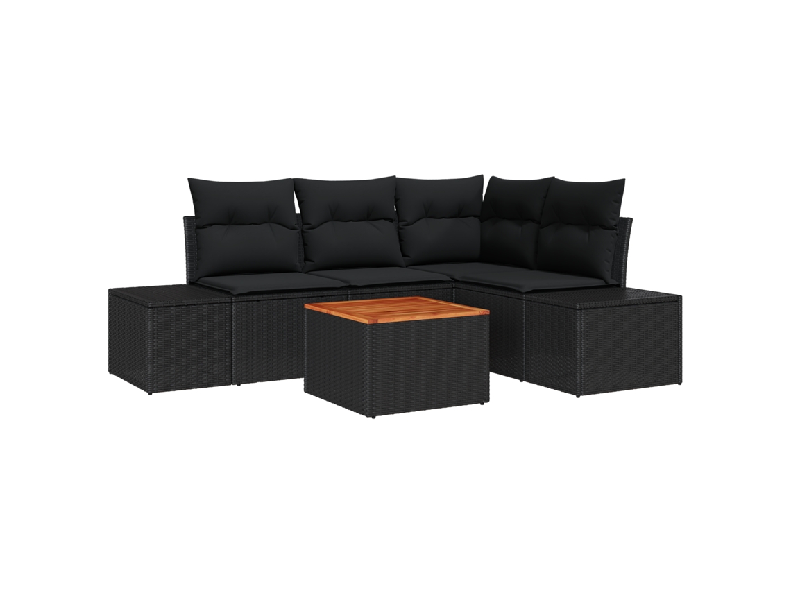 Conjunto 5 Conjunto De Jardim Vidaxl Preto Vime Pe (55 X 55 X 37 Cm)