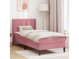 Vidaxl Estrutura De Cama Com Colchão Rosa 80 X 200 Cm Veludo