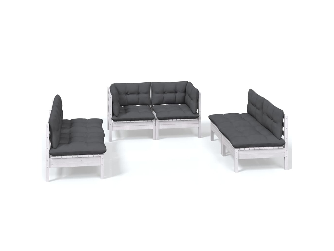 Conjunto de 6 Garden Lounge com Almofadões Pinho Maciço MAISON EXCLUSIVE