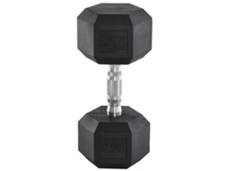Halteres Hexagonais De Borracha 17,5kg, Ferro Fundido. Para Musculação. Preto