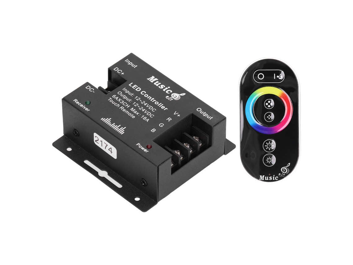 Controlador Led RGB Primerox com controle táctil, sincronização de música e 24 teclas para lar e bar | S/MARCA