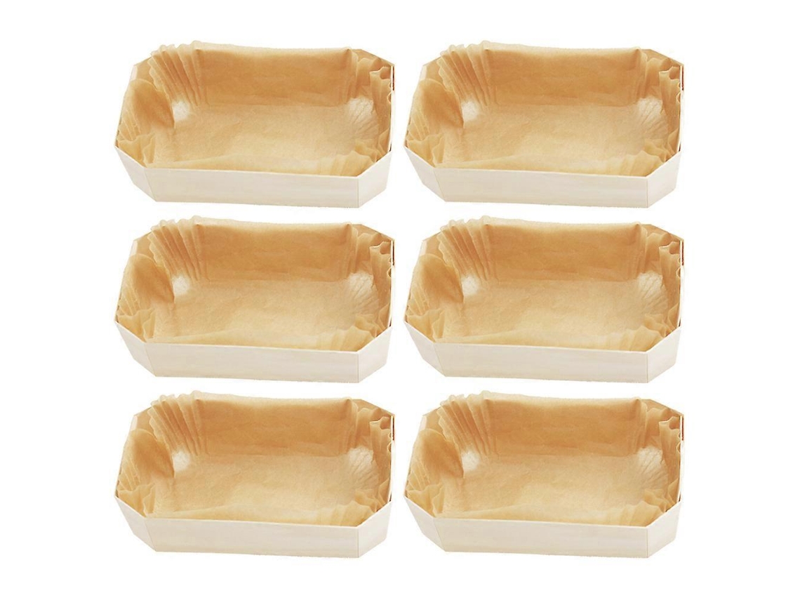 6 Moldes de Pão em Madeira Antiaderentes para Pão Francês, Torta e Torradas com Boa Condutividade Térmica 14x9,5x5cm