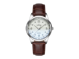 Relógio masculino de luxo para negócios, quartzo, à prova d'água, luminoso, pulseira de couro PU branca, WWOOR