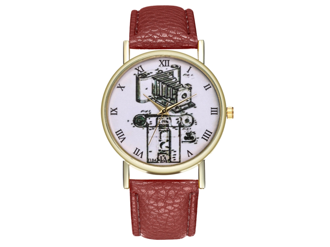 Relógio feminino Zhoulianfa T303-a com pulseira de couro marrom e movimento de quartzo, ideal para negócios.