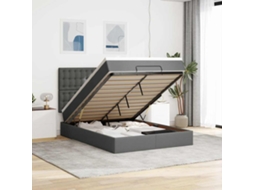 Vidaxl Estrutura De Cama Otomana Com Colchão 140x190cm Cinzento Escuro