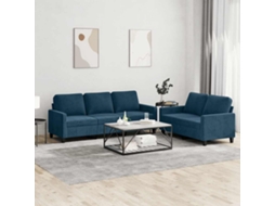 Vidaxl 2 Pcs Conjunto De Sofás Com Almofadões Veludo Azul