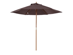 Guarda sol jardim 2,5x2,3m com 6 varas e manivela madeira e poliéster marrom DECORALAR TECH