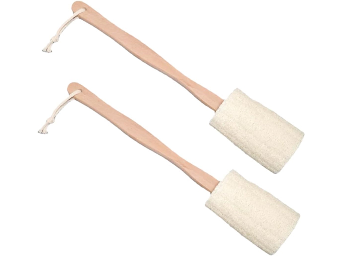Escova Esfoliante Para As Costas, Ideal Para Esfoliação Corporal E Massagem No Banho Bucha Vegetal Com Cabo Longo De