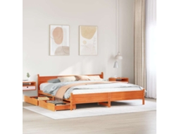 Cama Sem Colchão 200x200 Cm Pinho Maciço Castanho-mel