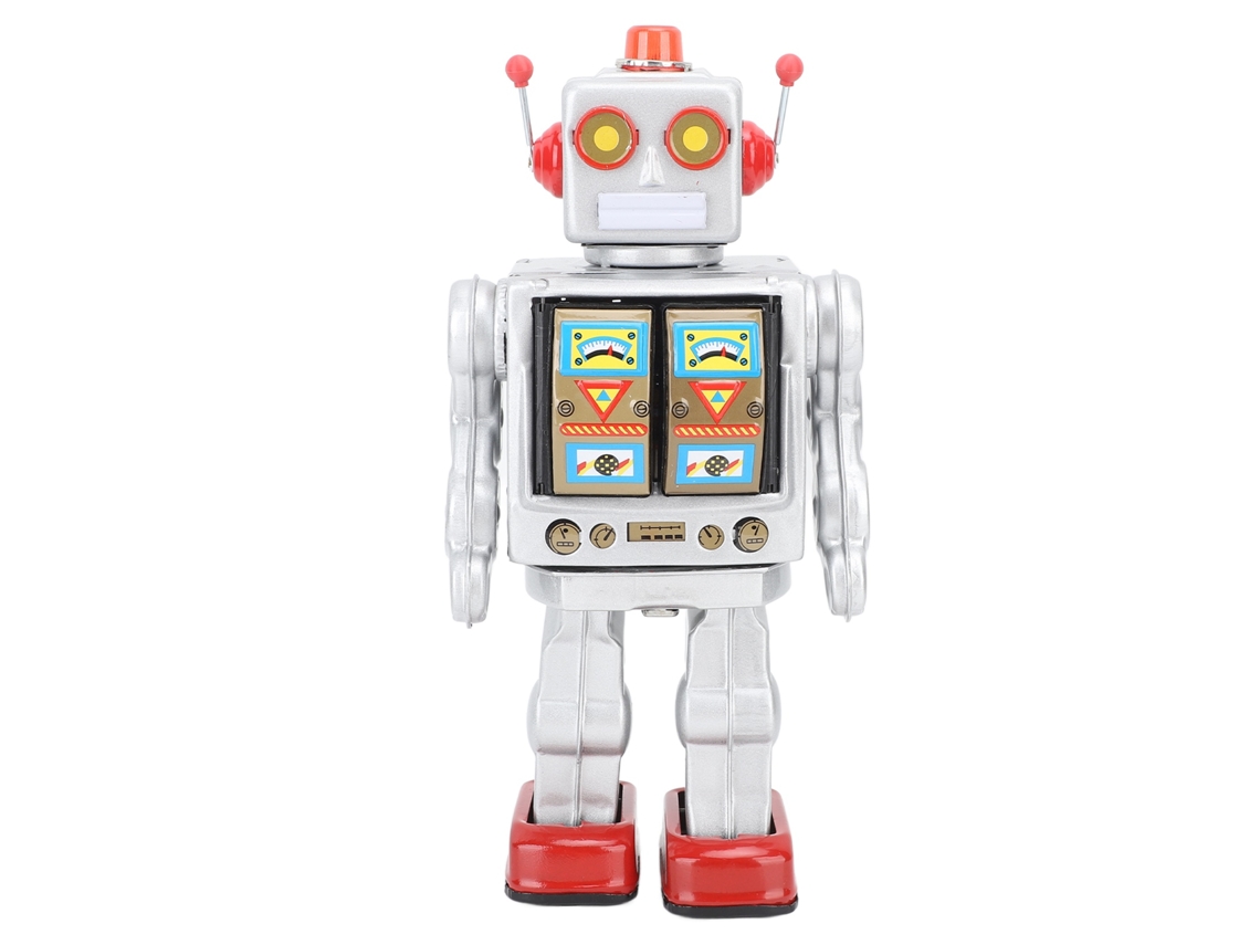 Mali brinquedo de Robô de Lata de Metal Retro Elétrico Giratório Modelo Coleção Adulto Presente Infantil Prata