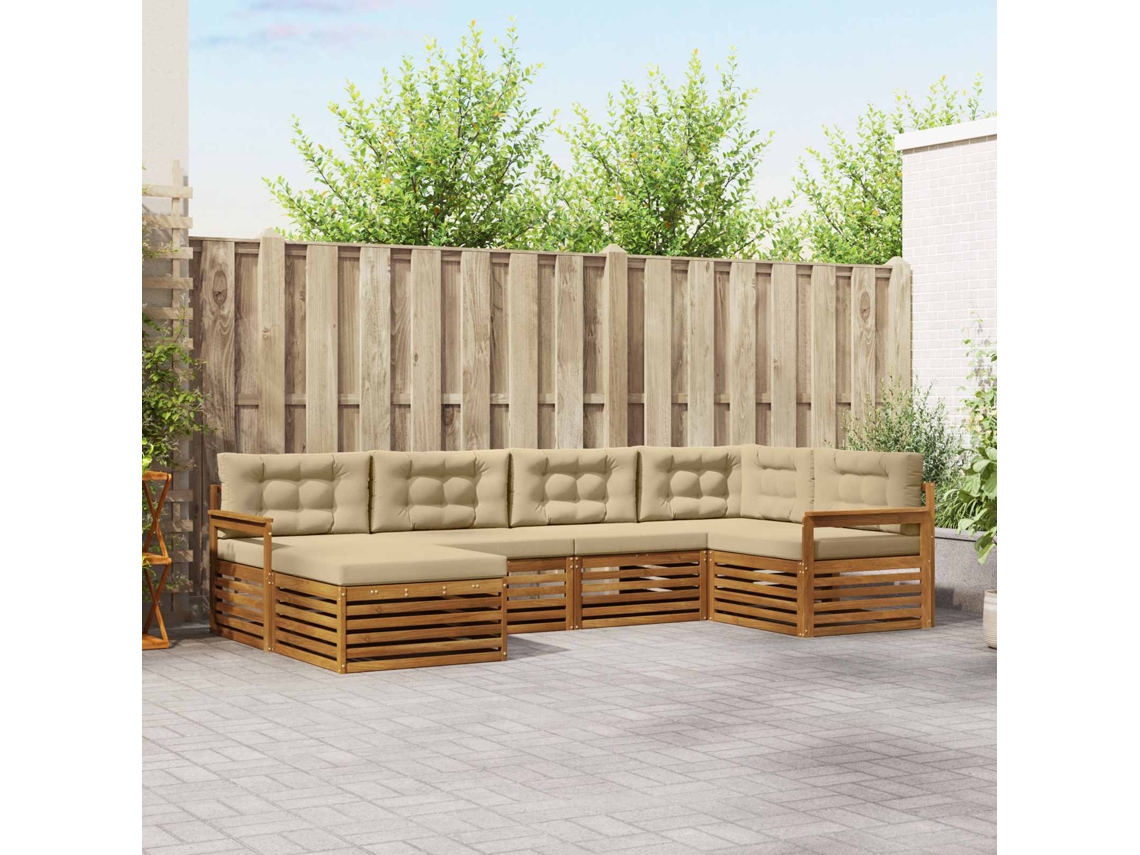 Vidaxl Conjunto De Sofás Para Exterior 6 Unid. Natural E Bege