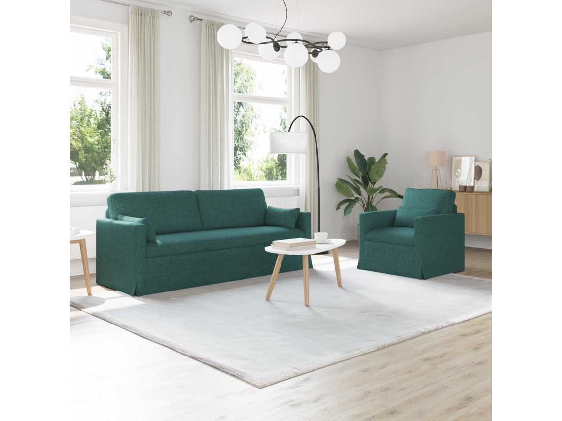 Vidaxl Conjunto De Sofás 2 Unid. Verde Escuro Tecido