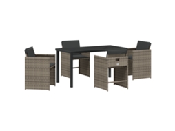 Conjunto 5 Conjunto De Jantar Para Jardim Vidaxl Cinzento Vime Pe (140 X 70 X 73 Cm)