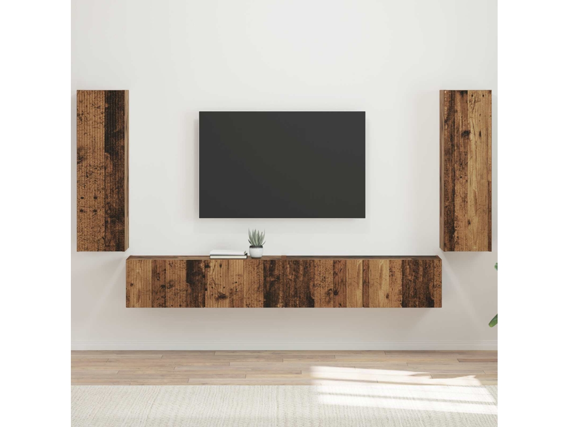 Vidaxl Conjunto De Gabinete De Parede Para Tv 4 Pcs 29,5 X 31 X 100 Cm