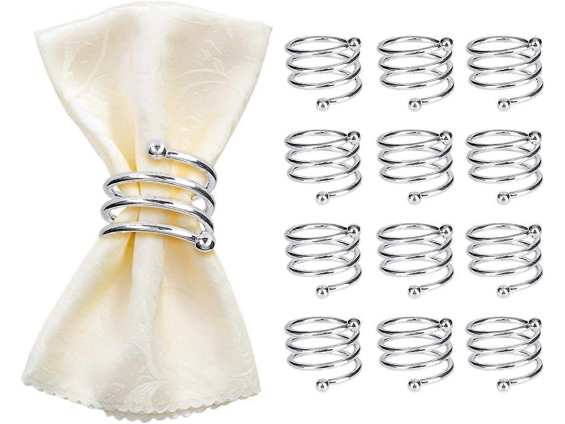 Rebe 12 Anéis para Guardanapos de Ouro, Feitos de Metal Sólido, Decoração de Mesa para Casamentos, Festas e Restaurantes Plata