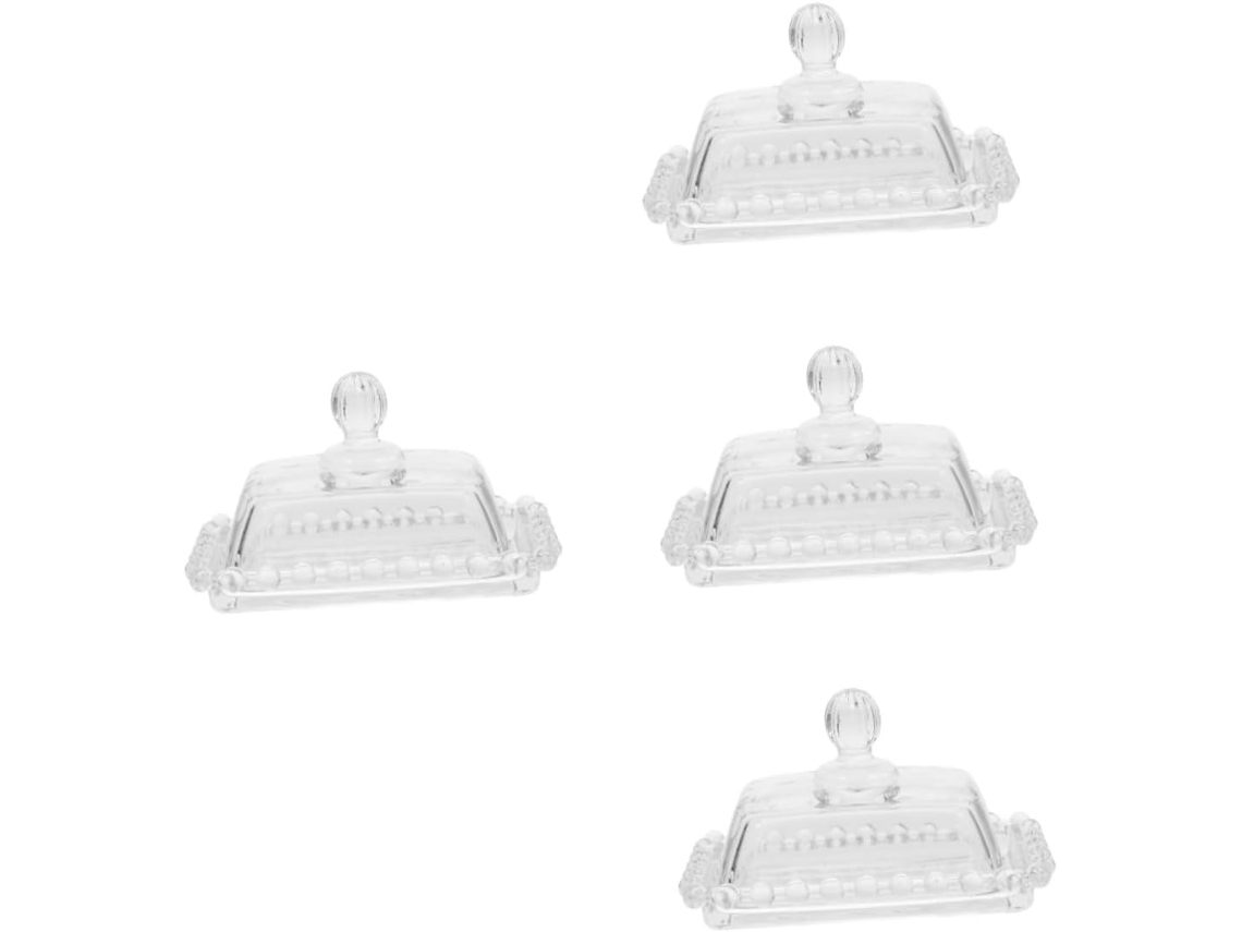 Conjunto De 4 Mini Bandejas De Vidro Para Doces