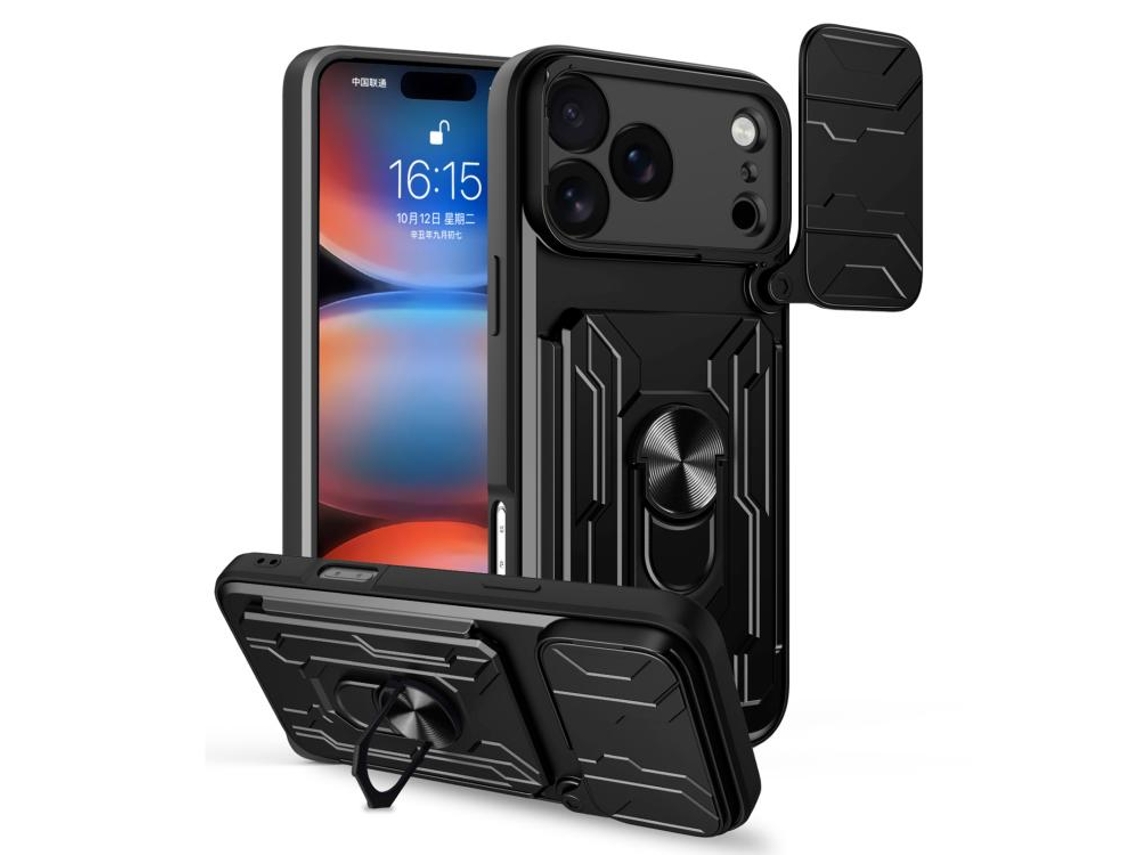 Capa Para Iphone 17 Pro Max Com Proteção Deslizante Para A Câmera E Compartimento Para Cartãohw