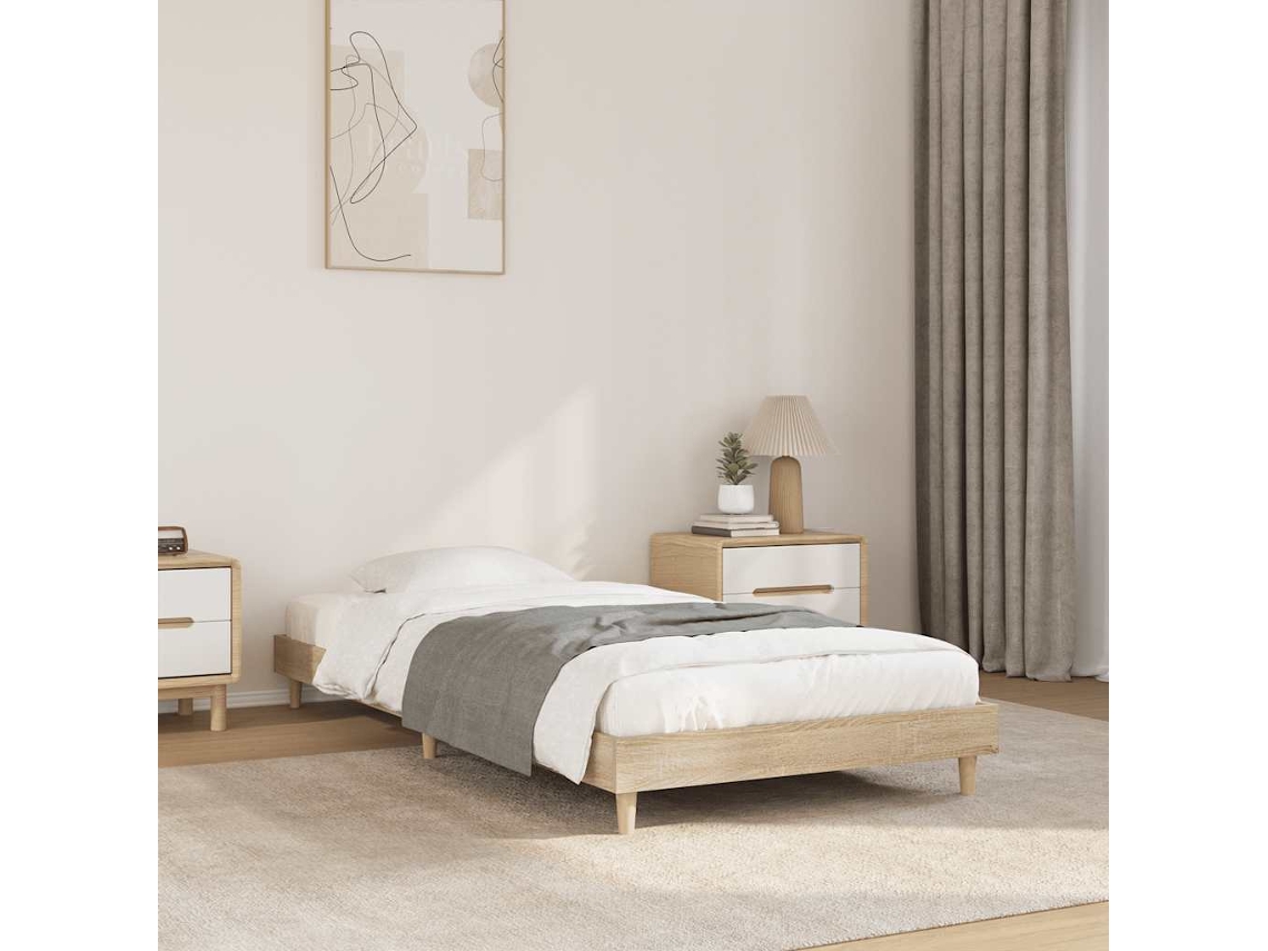 Vidaxl Estrutura Cama S/ Colchão Derivados De Madeira Carvalho Sonoma