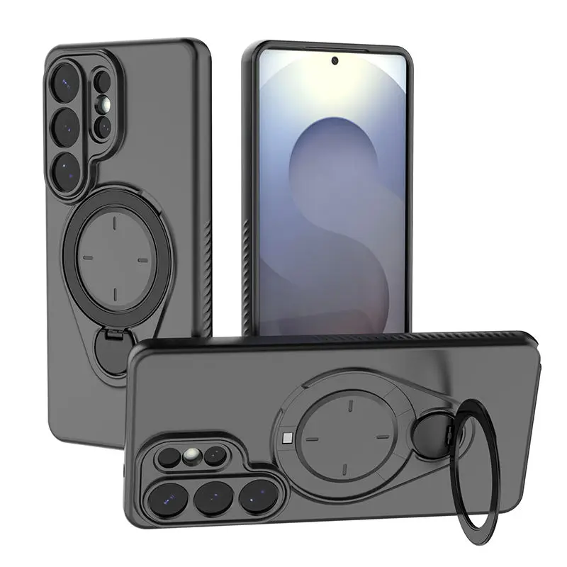 (preto, Galaxy S26 Ultra) Capa De Celular Macia Em Tpu Com Carregamento Magnético, Resistente A Impactos E Com Suporte De Anel Metálico.