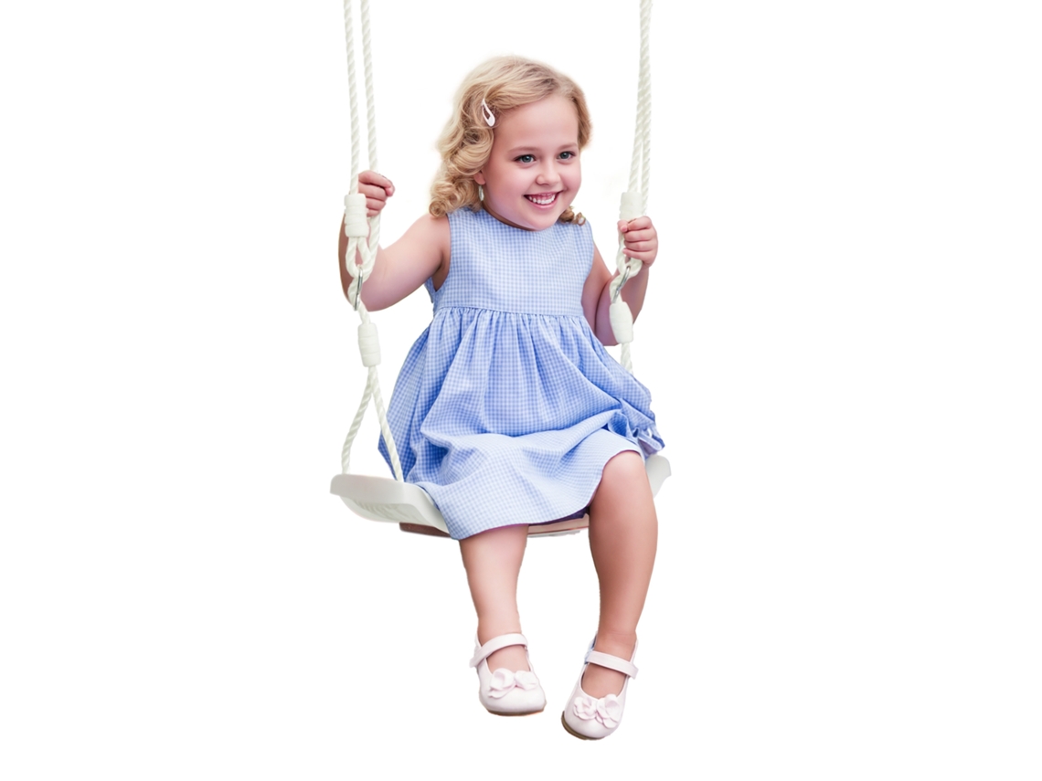 Balanço para bebés de 9 a 36 meses em plástico PP e PE, com corda ajustável e luzes LED, 39x16,5x120 cm, branco ZENCORE SERVICES