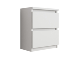 Criado Mudo Com Duas Gavetas – 45 × 36 × 36 Cm – Cor: Branco 3E 3XE LIVING.COM