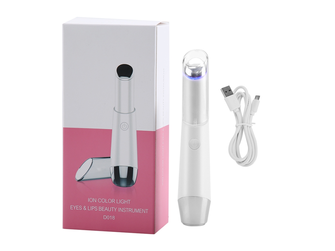 Massageador portátil elétrico antienvelhecimento para olhos e lábios com fótons de LED.