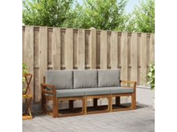 Vidaxl Conjunto De Sofás Para Exterior 3 Pcs Cinza Natural E Claro
