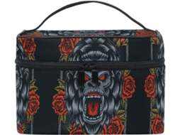 Nécessaire Bolsa de Maquiagem com Zíper em Formato Monge Rosas Tecido | S/MARCA