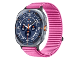 Bracelete para Samsung Galaxy Watch Ultra nylon Trançado com Fecho Velcro e Interface de Metal Rosa Peônia XIAOMOYU (47mm)