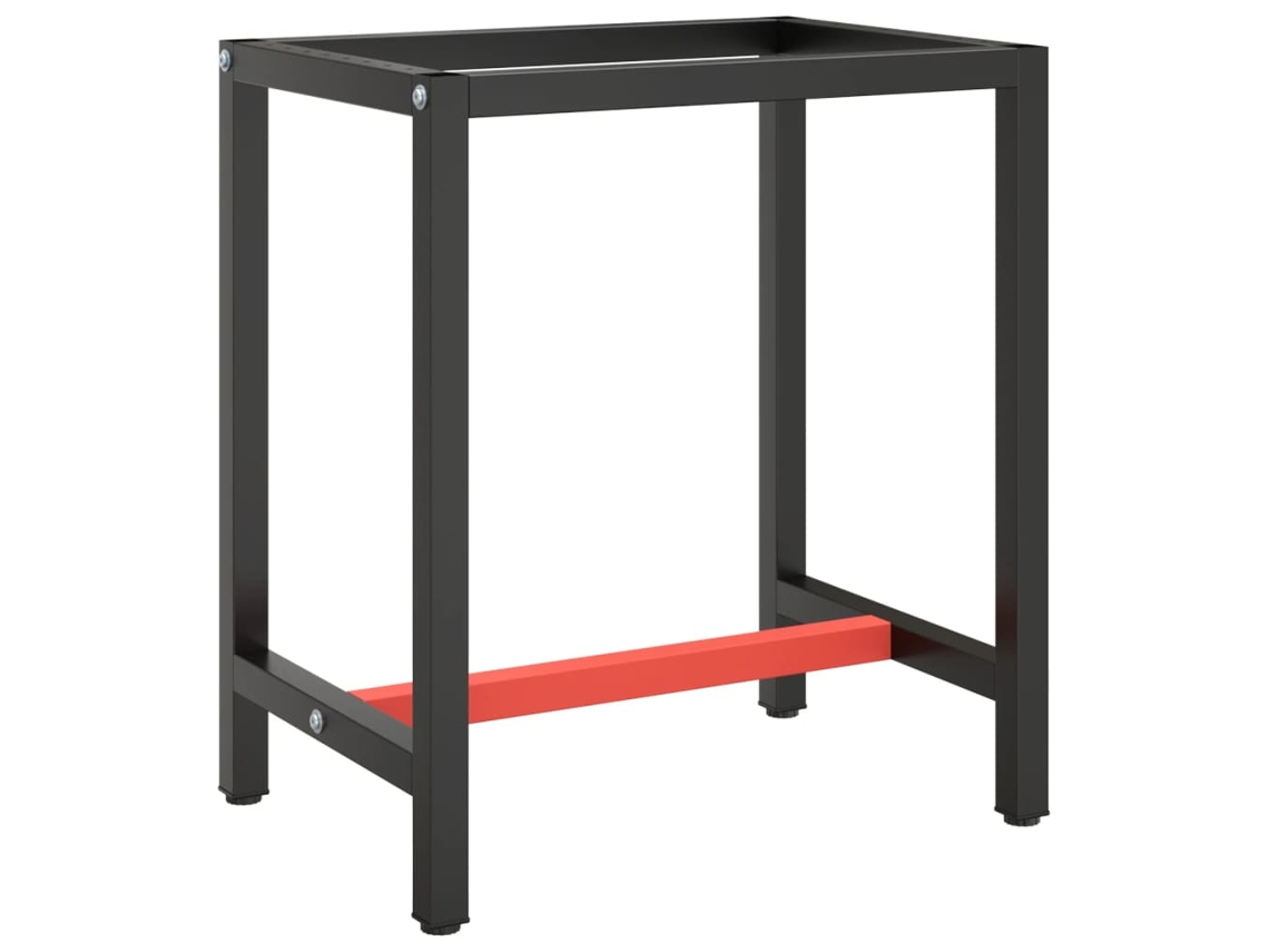 Vidaxl Estrutura P/ Bancada 70x50x79 Cm Metal Preto E Vermelho Mate