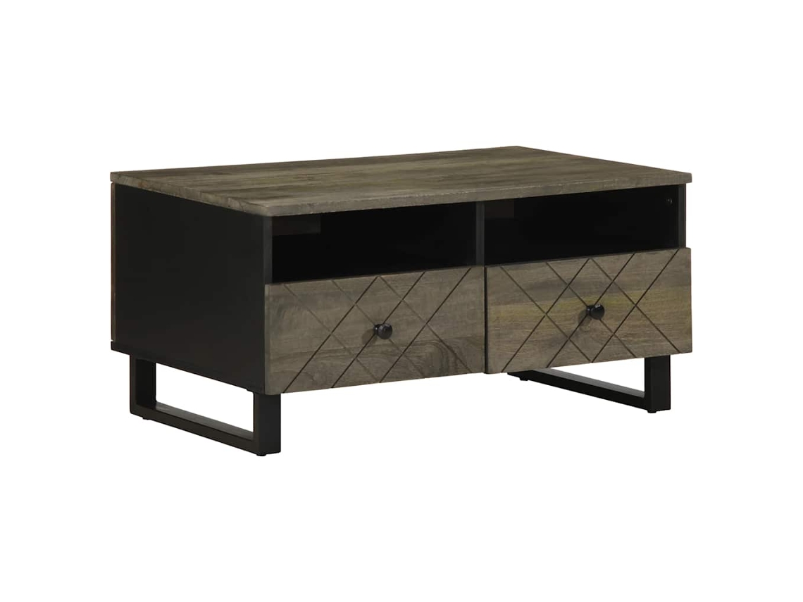 Vidaxl Mesa De Centro 80x54x40 Cm Madeira De Mangueira Maciça Preto