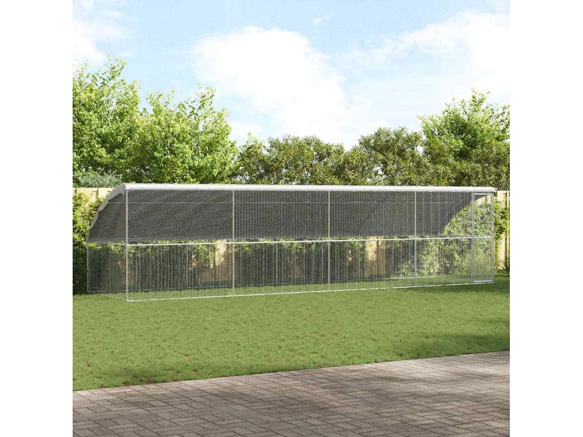 Vidaxl Gaiola Para Galinhas 4 Unid. Prateado 800 X 200 X 200 Cm