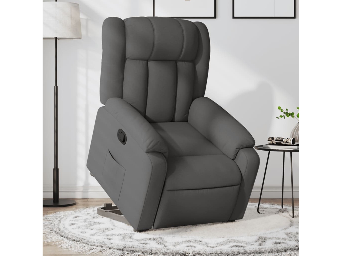 Vidaxl Poltrona Reclinável Elevatória Tecido Cinzento-escuro