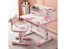 Escrivaninha Infantil Com Cadeira - Altura Ajustável - Com Gaveta -estrutura Em Aço Laminado A Frio E Placa De Alta Densidade - Rosa