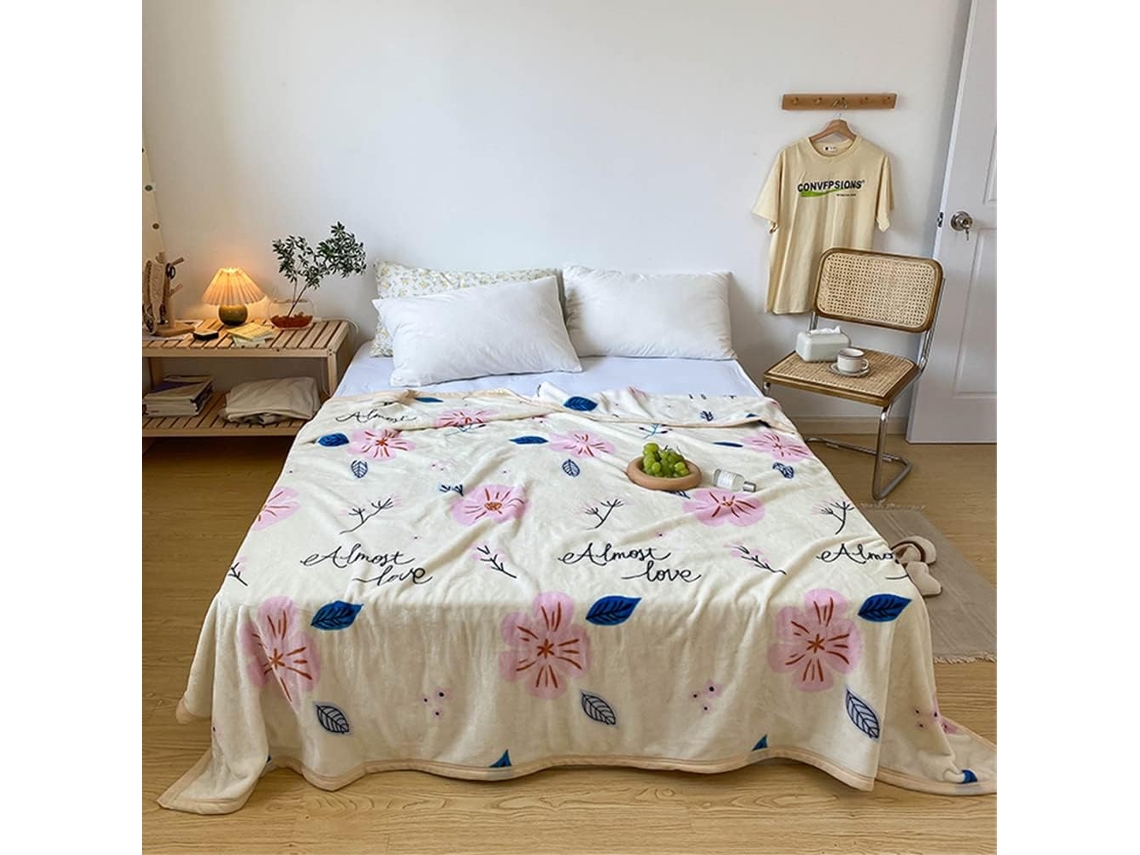 Manta de Inverno Elegante Fansu em Fleece com Estampa Floral Macia e Quente Flanela Grossa Ideal para Cama Qua