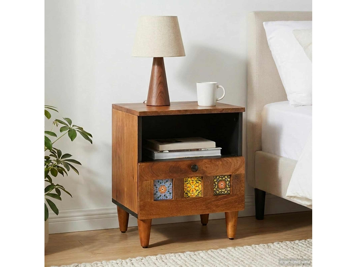 Vidaxl Armário De Cabeceira Com Gaveta Castanho 40 X 33 X 46 Cm