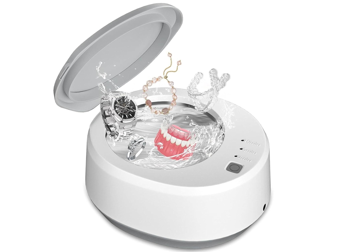 Limpador Ultrassônico De Aparelhos Ortodônticos 49khz, Limpador Ultrassônico Portátil De 340ml Para Joias (branco)