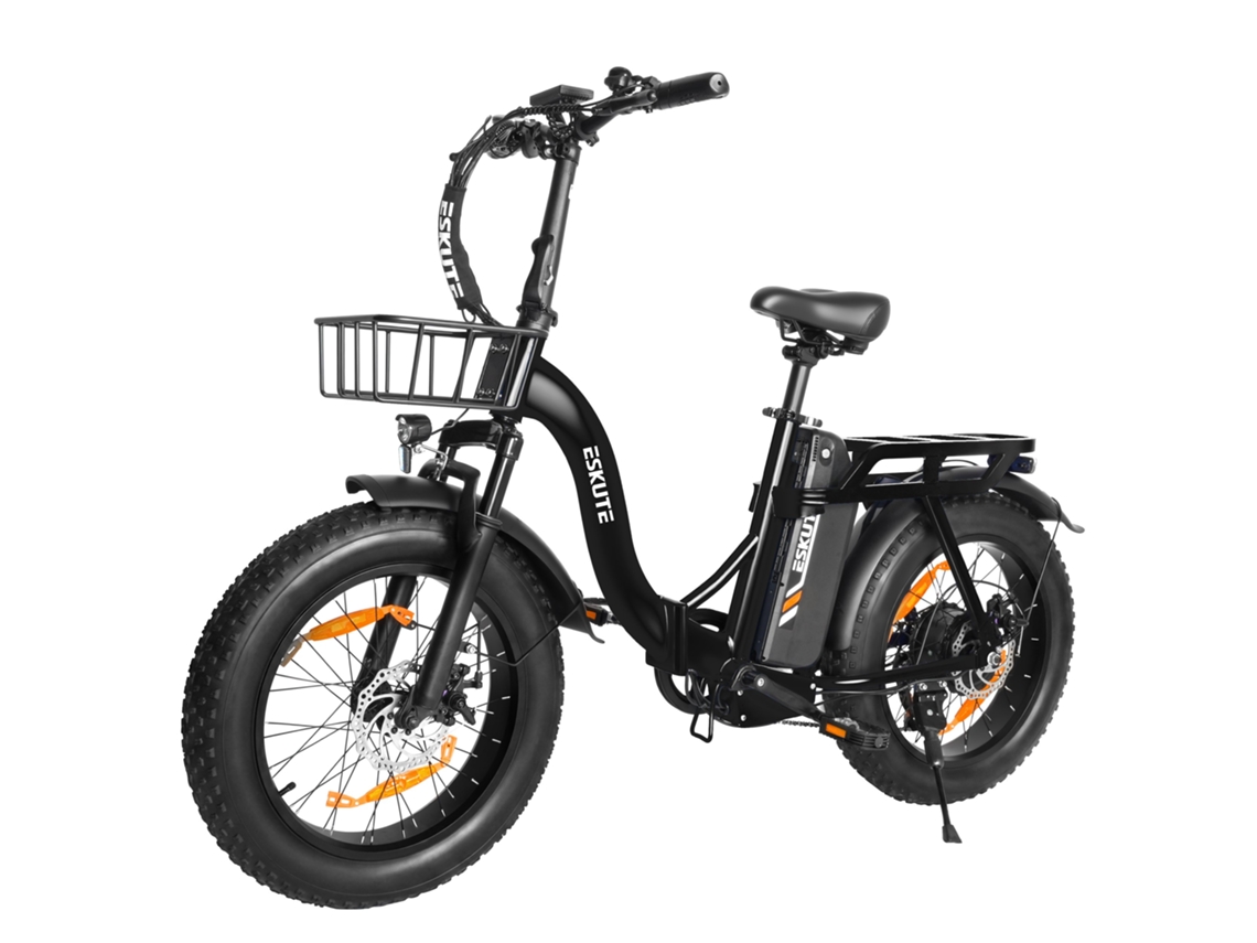 Bicicleta Elétrica Dobrável Eskute D202 Com Cesto Frontal E Bateria De 48v 20,8ah.