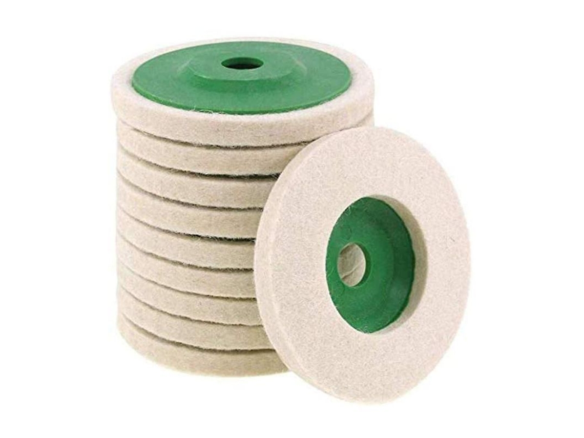 10pcs Disco De Lixa De Lã Diam 100mm Bura 16mm Para Esmerilhadeira Ângulo Material Branco Espessura 8mm