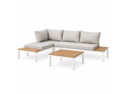 Majuro Conjunto De Jardim De 3/4 Lugares Com Mesa Baixa Branca E Cinzenta