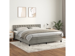 Vidaxl Cama Com Molas/colchão 180x200 Cm Veludo Cinzento-claro