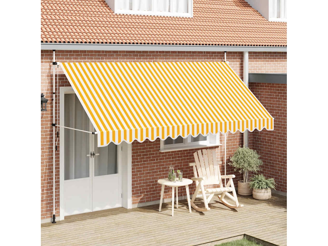 Vidaxl Toldo Retrátil Manual 400 Cm Riscas Laranjas E Brancas