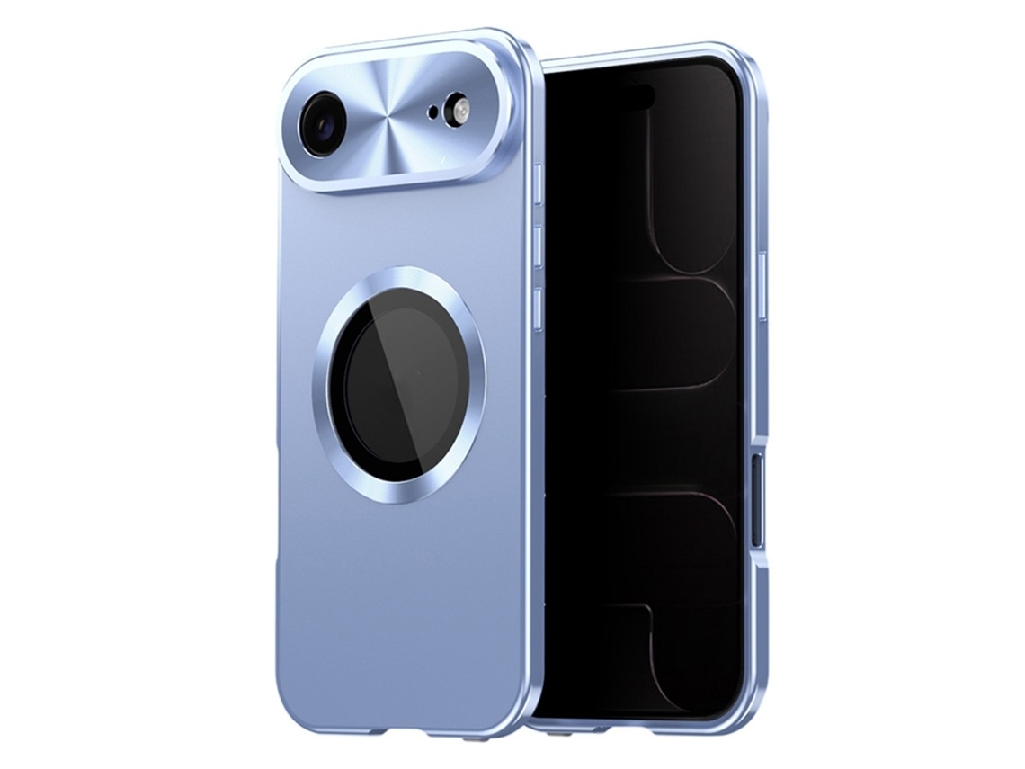 Capa Para Iphone Air Magsafe Com Protetor De Tela Em Pc Metal - Azul
