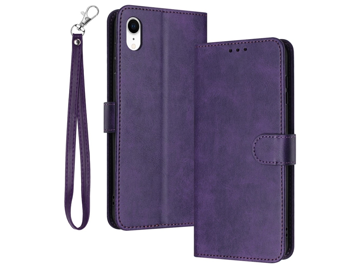Capa Em Couro Pu Textura Da Barriga Da Perna, Anti-queda Para Apple Iphone Xr - Roxo