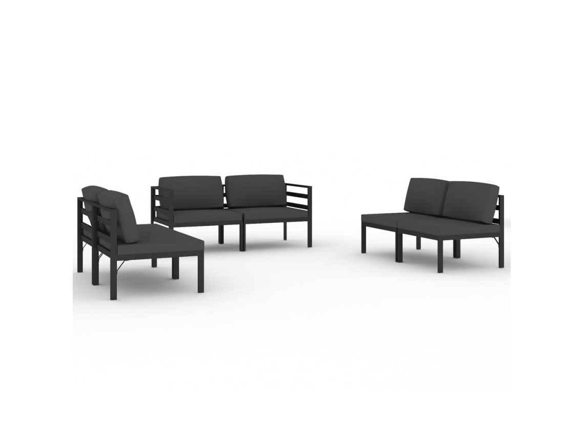Conjunto de 6 Lounge Jardim com Almofadões em Alumínio Antracite MAISON EXCLUSIVE