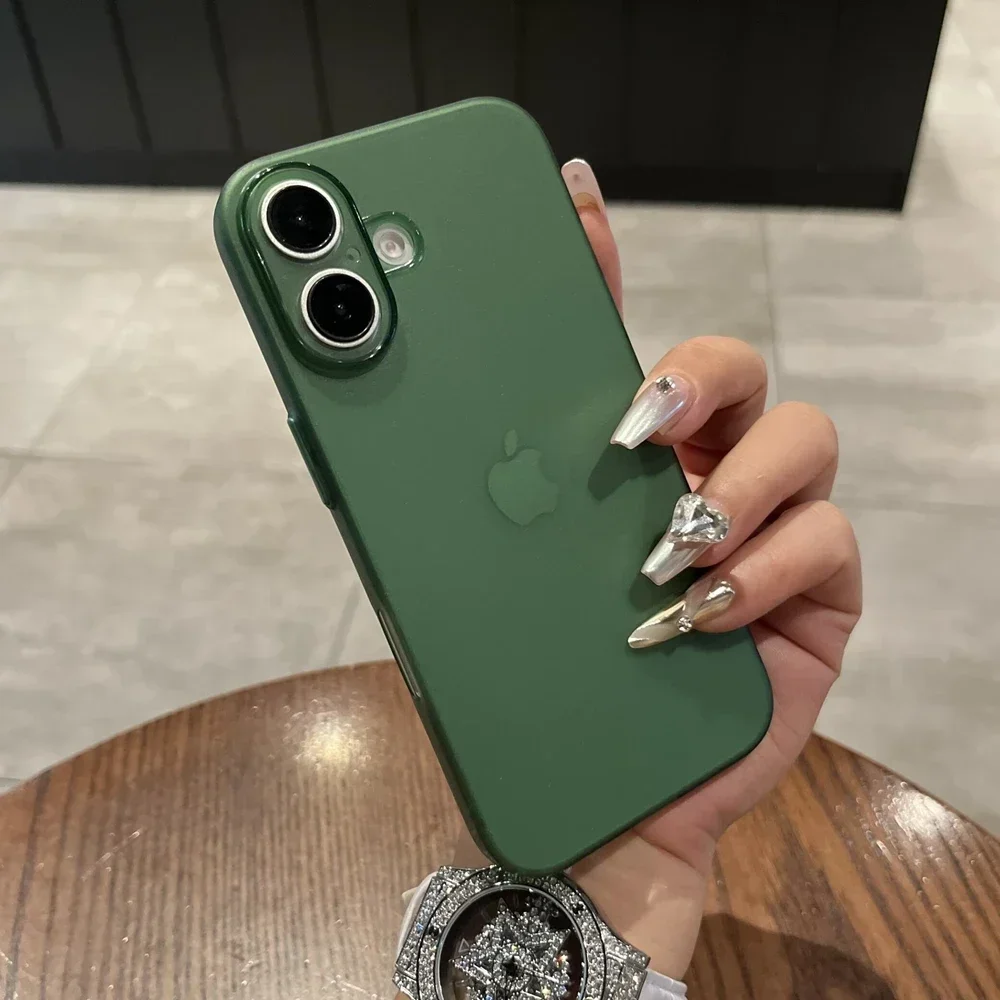 Capa Ultrafina Para Celular (verde Escuro Para Iphone 15 Plus), Fosca, Transparente E Resistente A Impactos.