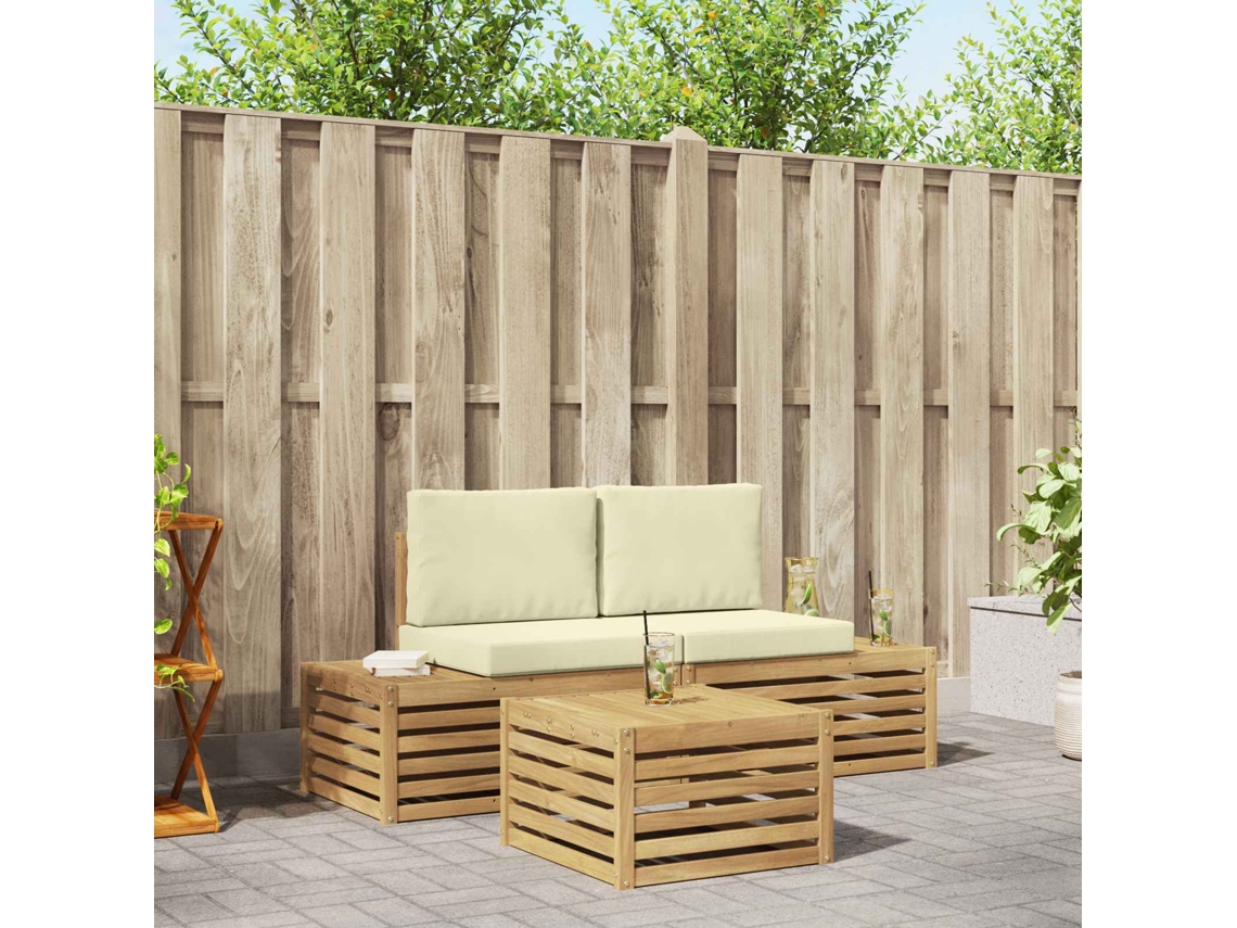 Vidaxl Conjunto De Sofás Para Exterior Branco 59 X 59 X 37 Cm